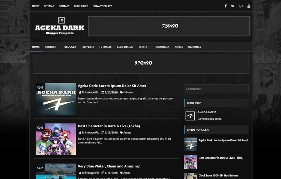 Ageka Dark Blogger Template