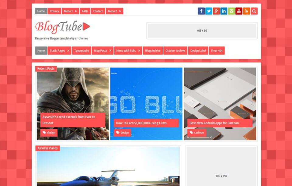 BlogTube Responsive Blogger Template