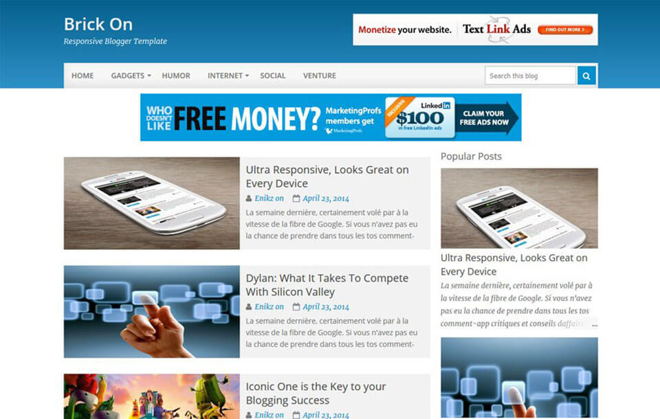 100+ Best Free Responsive Blogger Templates 2021 BrickOn Best Free Responsive