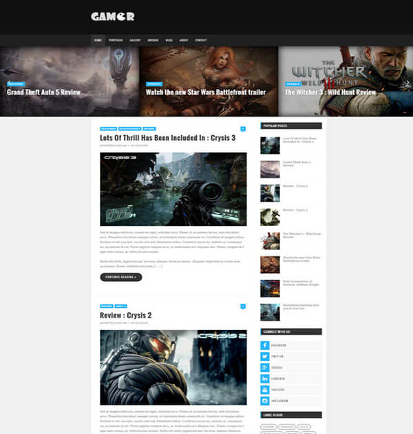 gamer Best Free Responsive Blogger Template