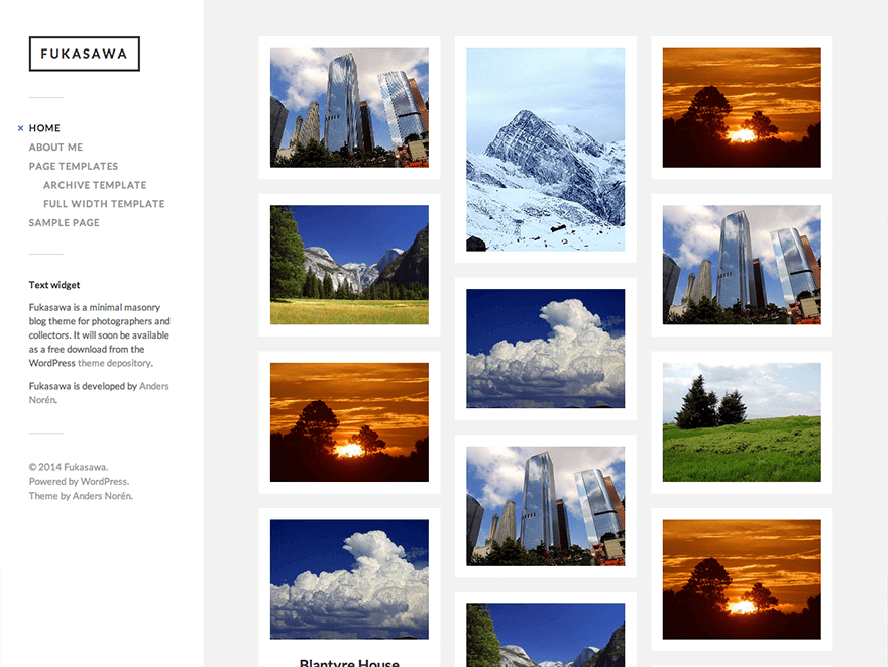Fukasawa theme Photography WordPress Themes