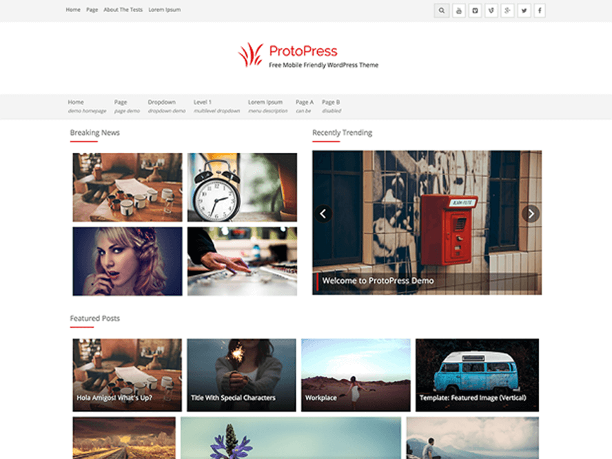 protopress Free Photography WordPress Themes 2018